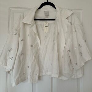 Maeve White Short Sleeve Jacket